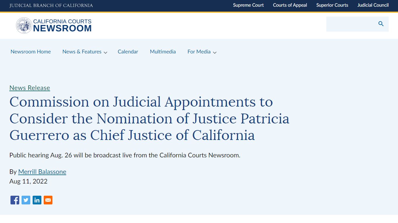 Commission on Judicial Appointments to Consider the Nomination of ...